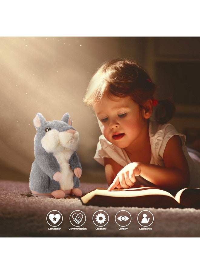 SANJOIN Kids Toddler Toys for Ages 2-4, Talking Hamster Repeats What You Say, Interactive Plush Repeating Toy for 2 3 4 5 6 8 Year Old Boy Girl Birthday Gift (Gray) - Image 3