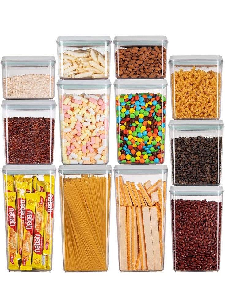 أنكو حاويات تخزين طعام محكمة الغلق من Ankou Premium Pop مزودة بأغطية لتنظيم مخزن المطبخ المنزلي وحاوية قابلة للتكديس للحبوب والوجبات الخفيفة والدقيق والسكر والقهوة والمعكرونة، 12 قطعة (1.2، 2.0، 2.7، 3.3 كوارت)*3 - Image 1