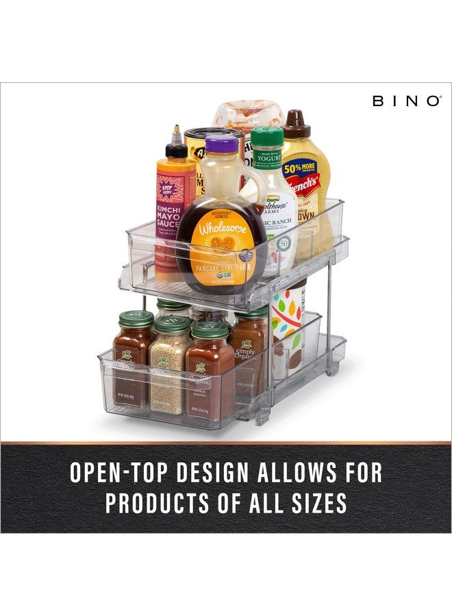 BINO 2 Tier Clear Storage Organizer with Dividers | Slide Out Drawer for Under Sink or Medicine Cabinet | Bathroom Closet, Vanity, Pantry Organizer | Under Cabinet Storage for Bathroom and Kitchen - Image 4
