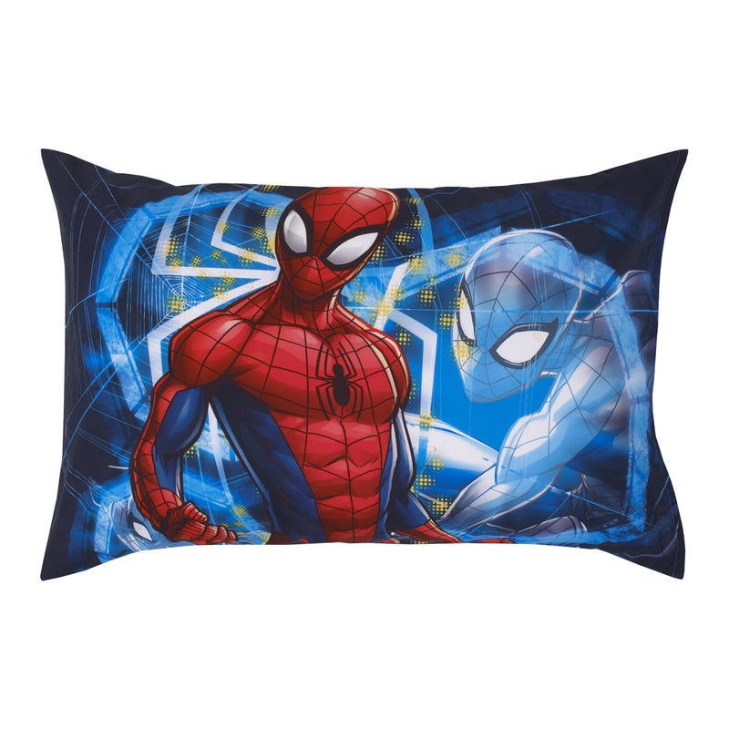 NoJo Marvel Spiderman to The Rescue Red, White, and Blue 4 Piece Toddler Bed Set - Comforter, Fitted Bottom Sheet, Flat Top Sheet, and Reversible Pillowcase - Image 5