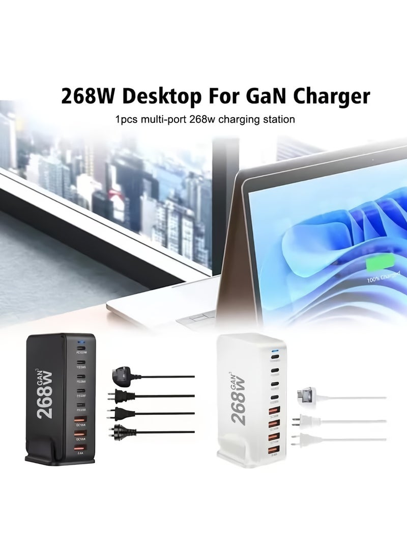 AROAQ 240W Gan USB Type C Fast Charger, Multiple Use 8 Ports PD QC4.0 Laptop Charger, Safe And Durable Desktop Charger Compatible for Macbook Pro/Air/Ipad Pro/Iphone, (240W Australian standard, White) - Image 2