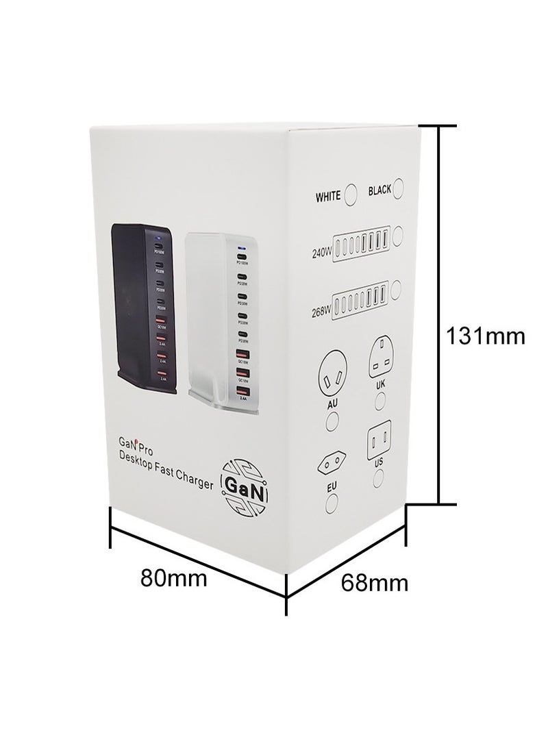 AROAQ 240W Gan USB Type C Fast Charger, Multiple Use 8 Ports PD QC4.0 Laptop Charger, Safe And Durable Desktop Charger Compatible for Macbook Pro/Air/Ipad Pro/Iphone, (240W Australian standard, White) - Image 4