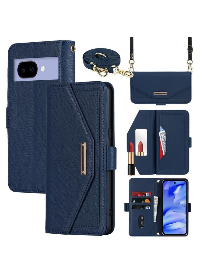 erorex Case For Google Pixel 9a Cross Texture Crossbody Lanyard Leather Phone Case - Image 1