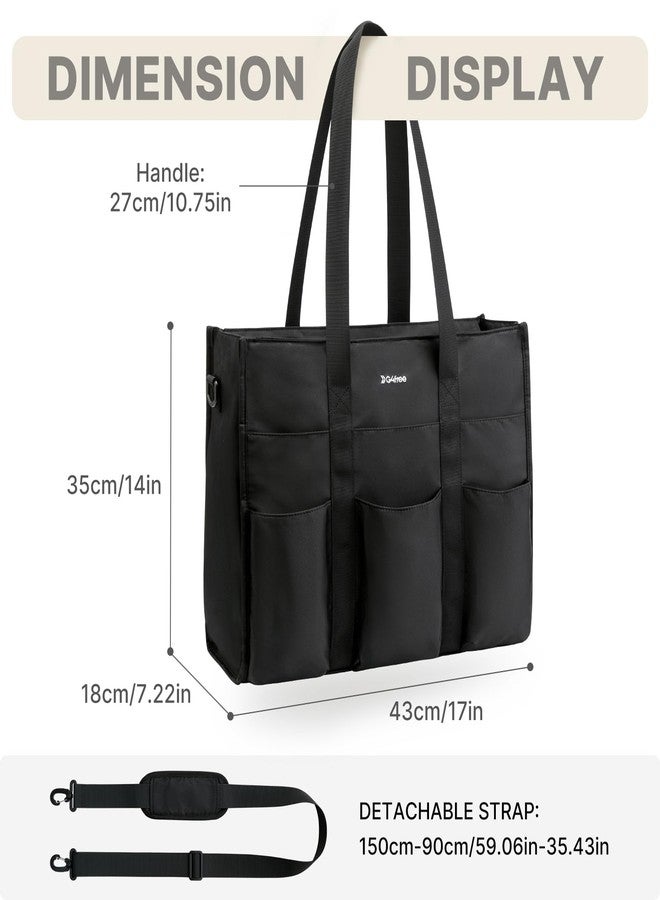 جي4فري حقيبة تسوق G4Free للنساء، حقيبة عمل متعددة الجيوب ذات سعة كبيرة مع مقبض علوي بسحاب، حقيبة كتف للسفر (أسود) - Image 3