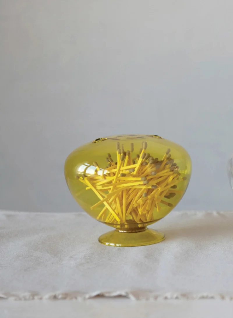 The Saffron Souk Yellow Glass Match Holder