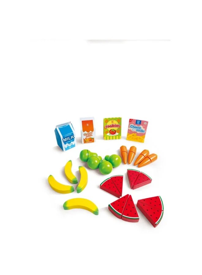 Hape Farmers Market Stall 62-Piece Wooden Grocery Shop Playset for Kids with Light & Sound Cash Register, Scanner, Play Food, Money & Shopping Accessories, Pretend Role Play Toy, Ages 3+ - Image 4