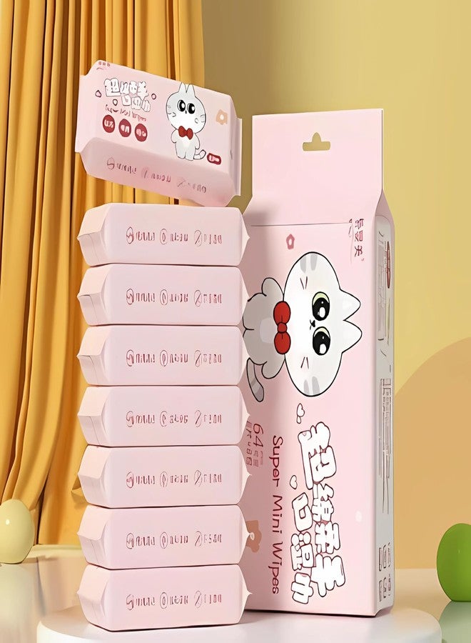 MOOVER Super Mini Baby Wipes - Portable & Disposable Wet Tissues | Gentle on Skin | Travel, Makeup, and Daily Use | 8 Pouches (64 Wipes Total) - Image 1