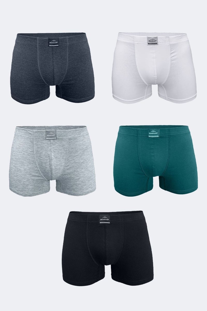 Malabadi Men's Mixed Color 5 Piece Cotton Elastane Boxer 5M074  - Image 1