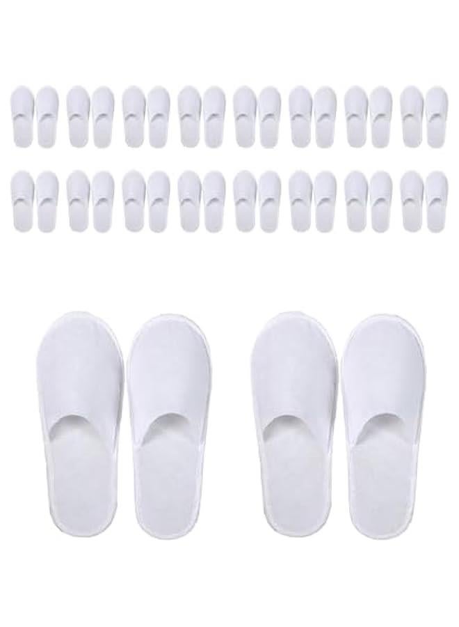 20 Pairs Disposable House Slippers,White Closed Toe for Guests,Hotel,Bridesmaid,Indoor Spa, Wedding Party,Shoeless Home - Image 1