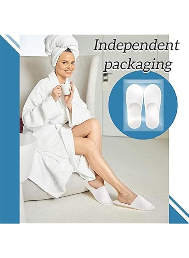 20 Pairs Disposable House Slippers,White Closed Toe for Guests,Hotel,Bridesmaid,Indoor Spa, Wedding Party,Shoeless Home - Image 2