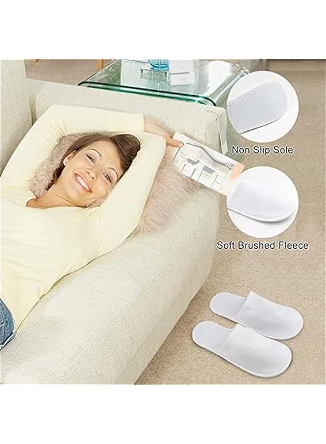 20 Pairs Disposable House Slippers,White Closed Toe for Guests,Hotel,Bridesmaid,Indoor Spa, Wedding Party,Shoeless Home - Image 3