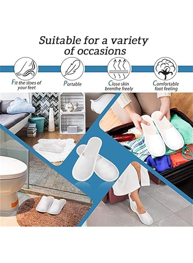 20 Pairs Disposable House Slippers,White Closed Toe for Guests,Hotel,Bridesmaid,Indoor Spa, Wedding Party,Shoeless Home - Image 4