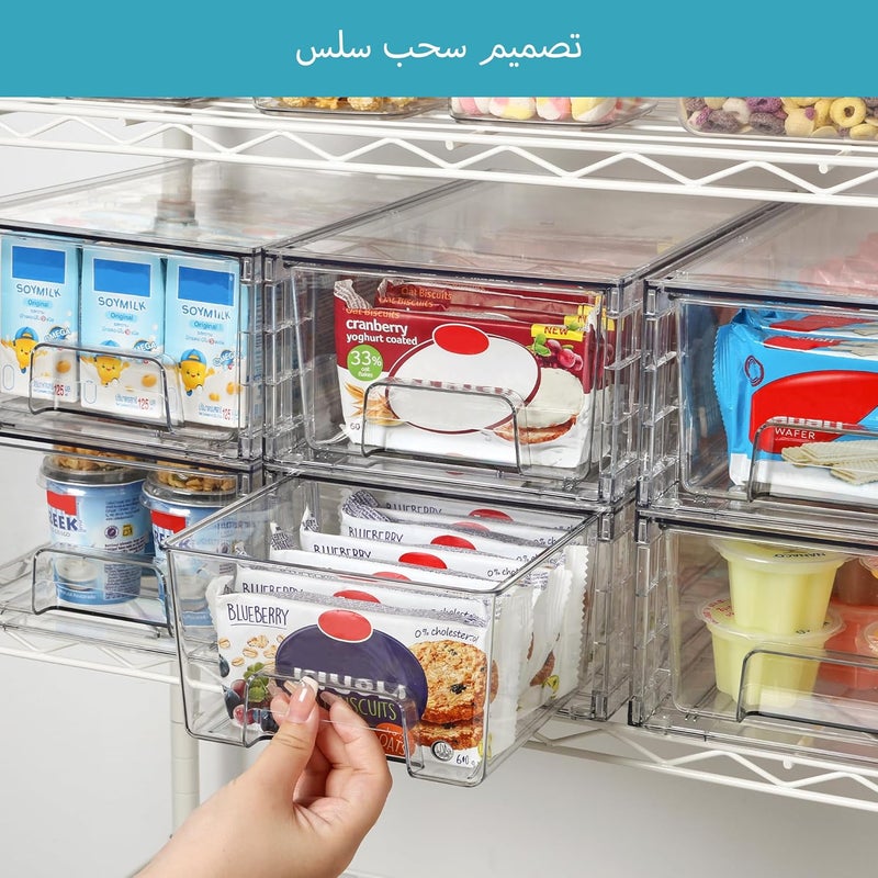 Vtopmart 4 Pack Clear Acrylic Stackable Storage Drawers Organizers with Handles, Easily Assemble for Fridge, Bathroom, Kitchen Undersink, Cabinet, Pantry Organization - Image 5