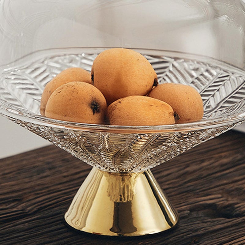 وعاء فاكهة مرتفع على شكل ورقة زجاجية، طبق حلوى لتزيين مركز غرفة المعيشة - Image 4