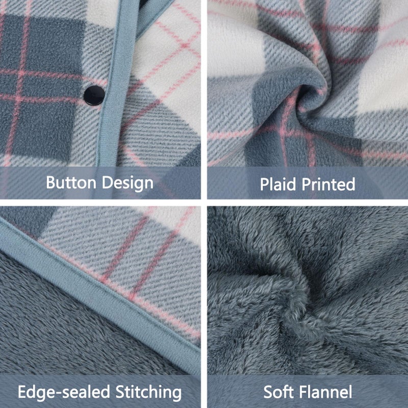 forestfish Wearable Blanket Poncho With Pockets And Buttons, Flannel Shawl Wrap Blanket For Women Soft And Warm - Image 4