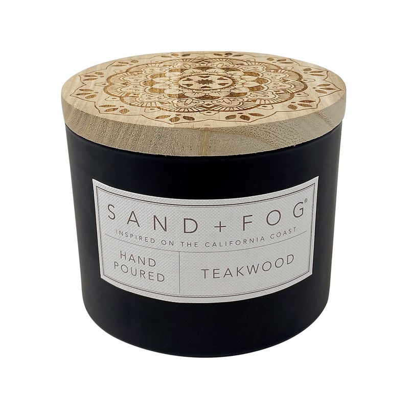 Sand + Fog Scented Candle - Teakwood â€“ Additional Scents and Sizes â€“ 100% Cotton Lead-Free Wick - Luxury Air Freshening Jar Candles - Perfect Home Decor â€“ 12oz - Image 1