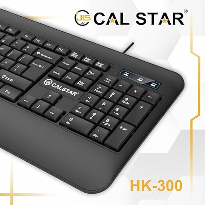 CAL STAR HK-300 WIRED KEYBOARD – SPILL-RESISTANT, WATERPROOF, ADJUSTABLE HEIGHT, NON-SLIP MAT, USB PLUG-AND-PLAY, DURABLE 1.4M CABLE – PERFECT FOR OFFICE & HOME USE - Image 2