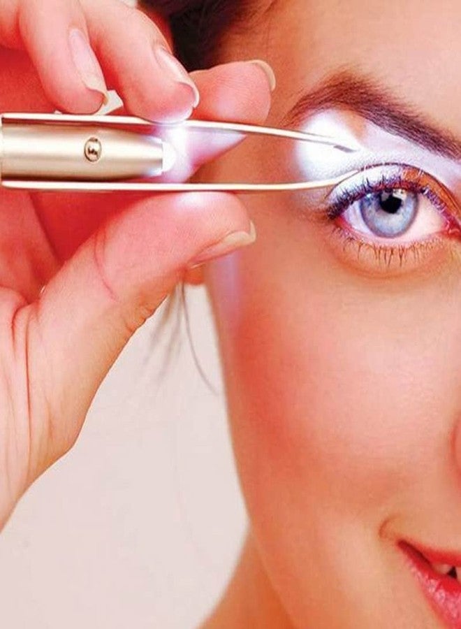 Comimark 2 PCS Eyebrow Tweezers Stainless Steel With LED Light Anti-static Eyelash Eyebrow Clamps Hair Removal Tweezers Profession Makeup Tools - Image 2