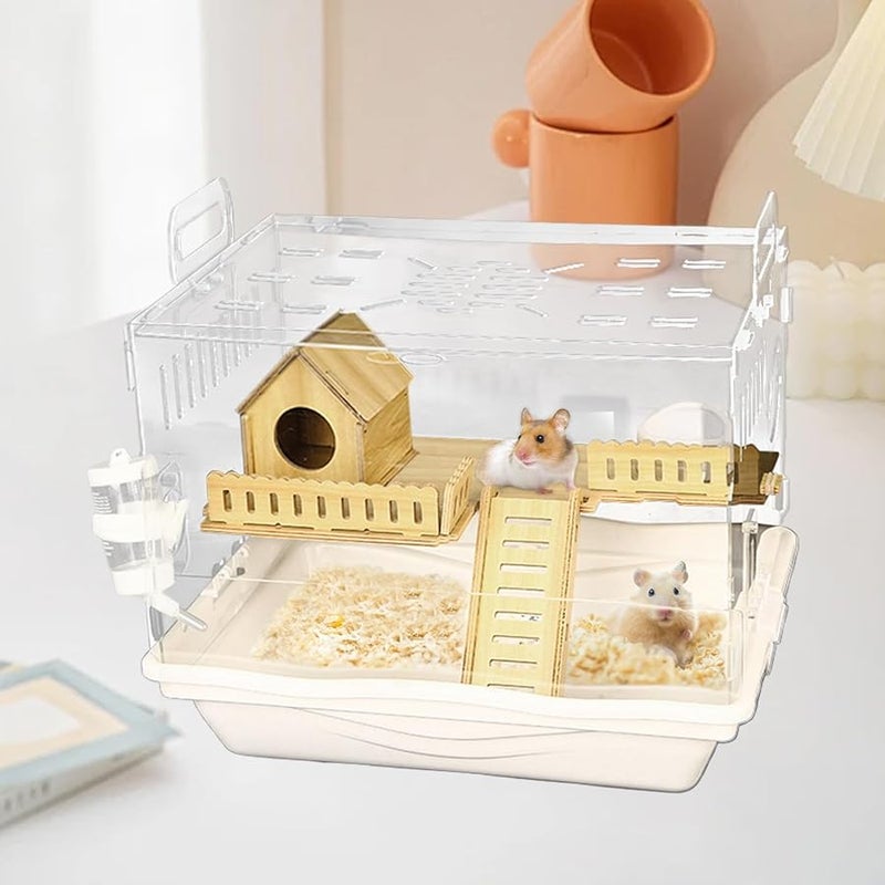 Transparent Hamster Cage Clear Acrylic Habitat For Gerbil Mouse Syrian Hamster - Image 3