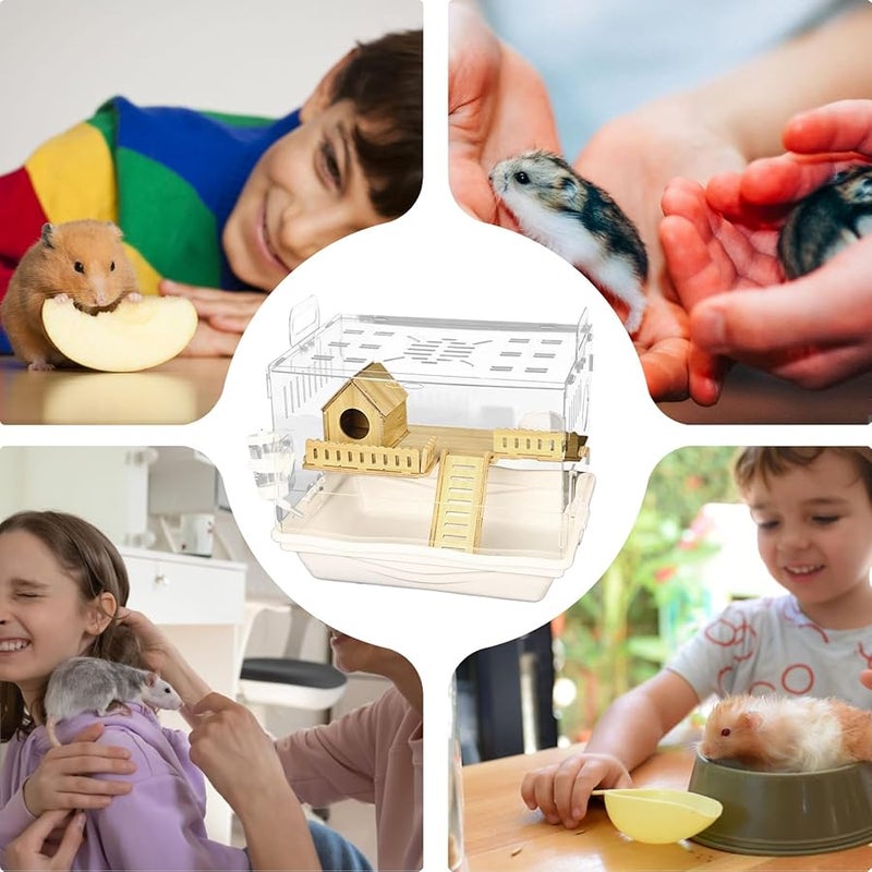 Transparent Hamster Cage Clear Acrylic Habitat For Gerbil Mouse Syrian Hamster - Image 4