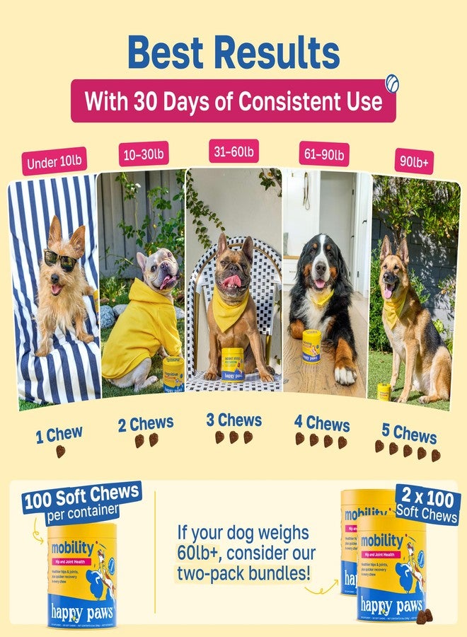 Happy Paws Hip & Joint Supplement for Dogs, Glucosamine Chondroitin for Dogs of All Breeds, Joint Support Soft Chews with Hyaluronic Acid & Turmeric, Vegan Bacon Flavor, Non GMO, 100 Soft Chews - Image 5