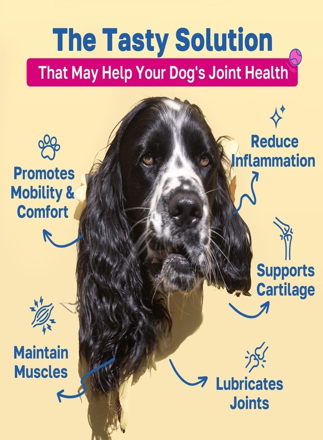 Happy Paws Hip & Joint Supplement for Dogs, Glucosamine Chondroitin for Dogs of All Breeds, Joint Support Soft Chews with Hyaluronic Acid & Turmeric, Vegan Bacon Flavor, Non GMO, 100 Soft Chews - Image 2