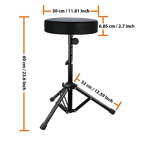 Softline Pro SP36 Drum Throne, 3 Steps Height Universal Drum Stool, Round Padded Drum Seat Stool, Adjustable Knob, Durable Double Stents Tripod - Image 3