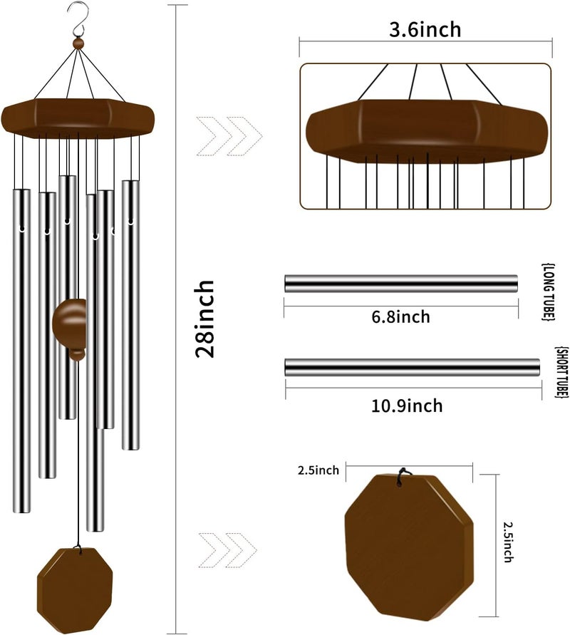 tujol Wind Chimes for Outside, Wind Chimes Outdoor Deep Tone with 6 Tuned Tubes, Memorial Wind Chimes for Garden, Patio and Home - Image 1