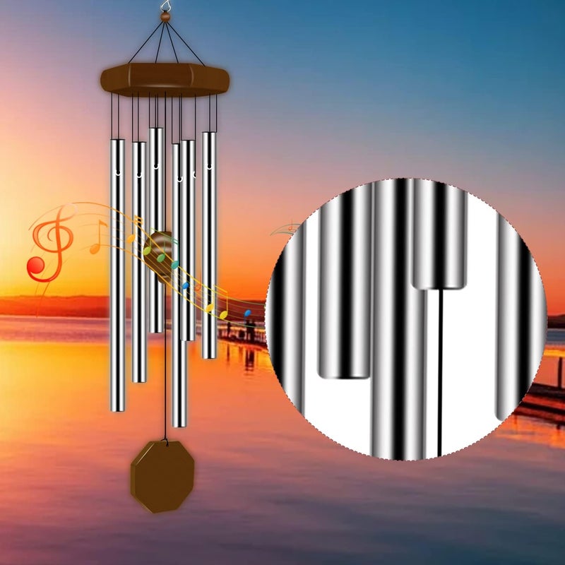 tujol Wind Chimes for Outside, Wind Chimes Outdoor Deep Tone with 6 Tuned Tubes, Memorial Wind Chimes for Garden, Patio and Home - Image 2