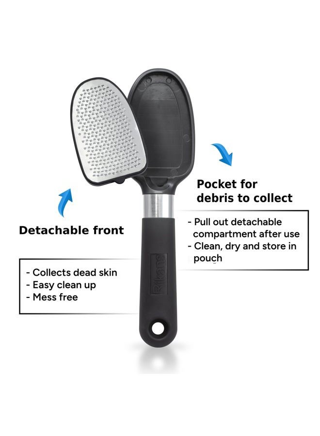 Rikans Foot File Foot Rasp Callus Remover Dead Skin Remover Double Sided Foot Scrubber Foot Care Pedicure Tool to Remove Hard Skin Can Be Used Wet or Dry Skin High Grade Stainless Steel File - Image 3