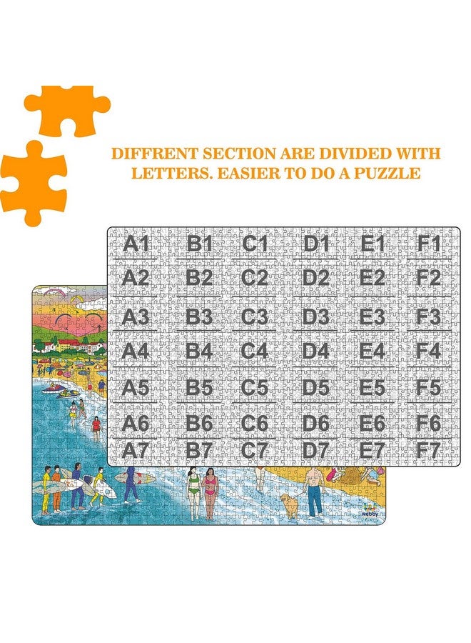 ويبي لعبة ألغاز خشبية برسومات شاطئ | أفضل هدية للمراهقين | ممتعة ومليئة بالتحديات | ألغاز للكبار والأطفال فوق سن 14 عامًا، مكونة من 1000 قطعة - Image 1