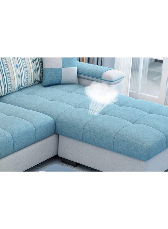 Poppins HOME L Shape sofa 3 Seat Linen Living Room Sofa Set Home Furniture Modern Design Frame Soft Sponge Shape Home Furniture(Foot ped + 2 cloth stool) (Multi Yellow) - Image 4