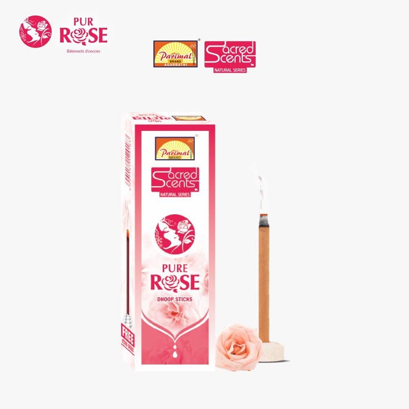 Parimal باريمال (R6) روائح مقدسة بخور الورد النقي | عبوة من 6-45 غرام × 6 = 270 غرام | حامل بخور داخل العبوة | بخور متميز | - Image 2