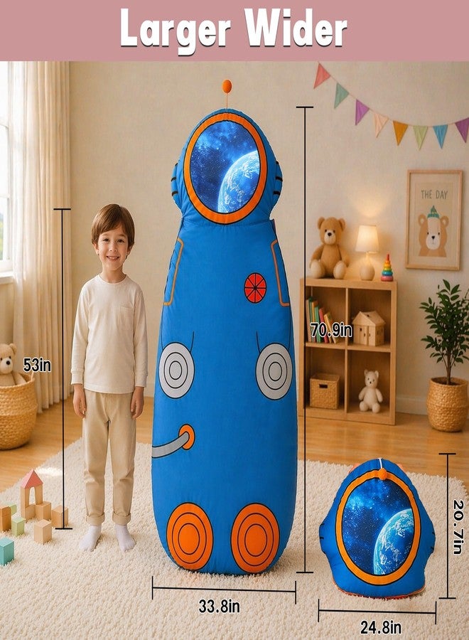LUFEEMGA Toddler Sleeping Bag, Kids Nap Mat with Pillow, 3 in 1 Foldable Sleeping Mat with Backpack Strap, Astronaut Sleep Pod for Preschool Daycare Camping Travel, Blue for Girls Boys - Image 2