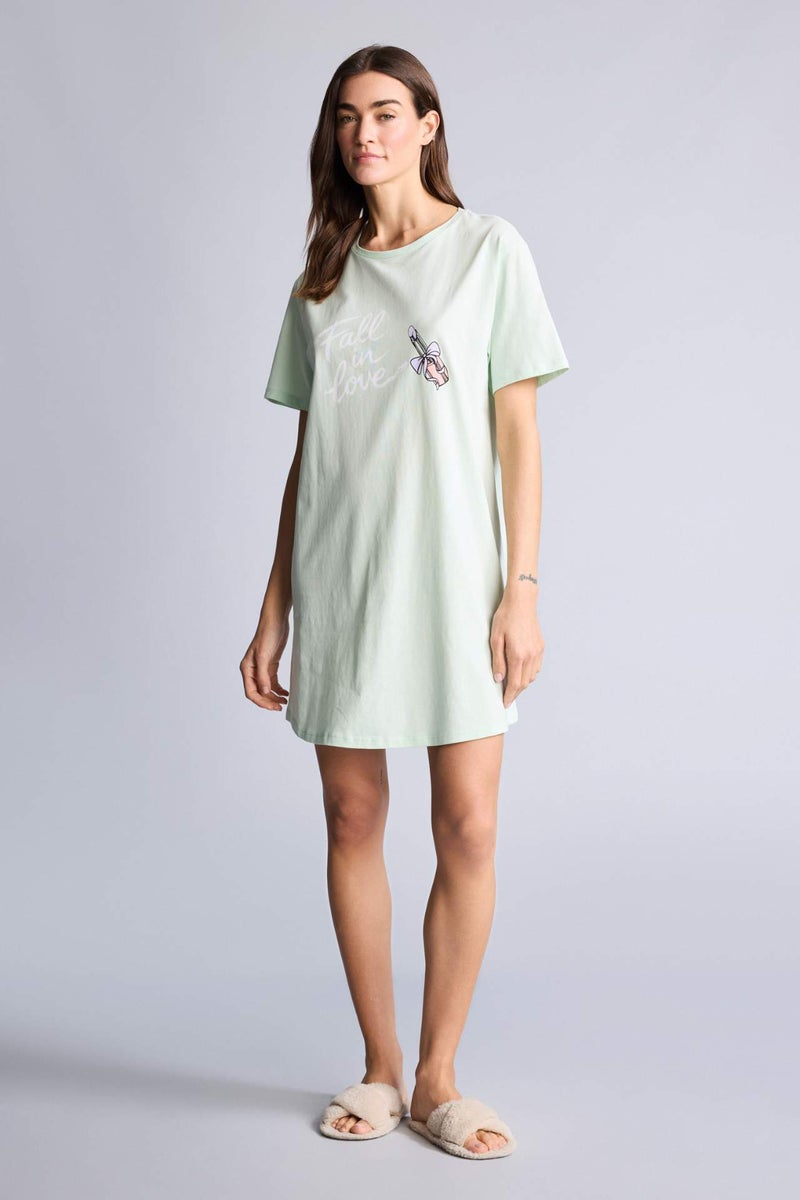 DeFacto Regular Fit Crew Neck Knitted Pyjamas Dress - Image 1