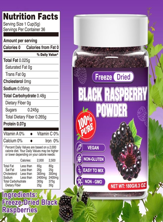 ERCorArt Freeze Dried Black Raspberry Powder - 6.5 OZ Super Fruit Powder, 100% Black Raspberry Extract, No Additive, No Artifical Sugar Non-GMO Natural Food Coloring for Baking, Smoothies, Yogurt - Image 2