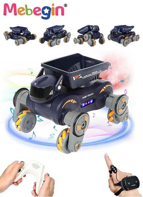Stunt Robot Dog Toys for Kids, Cool Mechanical Dog with Spray Function and 360° Rotation Feature, Remote Control Car with Various Postures, Rechargeable RC Car, Stunt Car Toy with Light and Music, Gesture Sensing Robot Toys, Ideal Gift for Kids