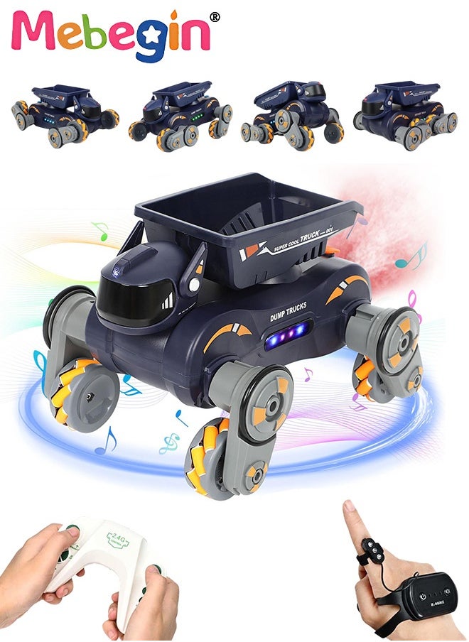 MEBEGIN Stunt Robot Dog Toys for Kids, Cool Mechanical Dog with Spray Function and 360° Rotation Feature, Remote Control Car with Various Postures, Rechargeable RC Car, Stunt Car Toy with Light and Music, Gesture Sensing Robot Toys, Ideal Gift for Kids  - Image 1