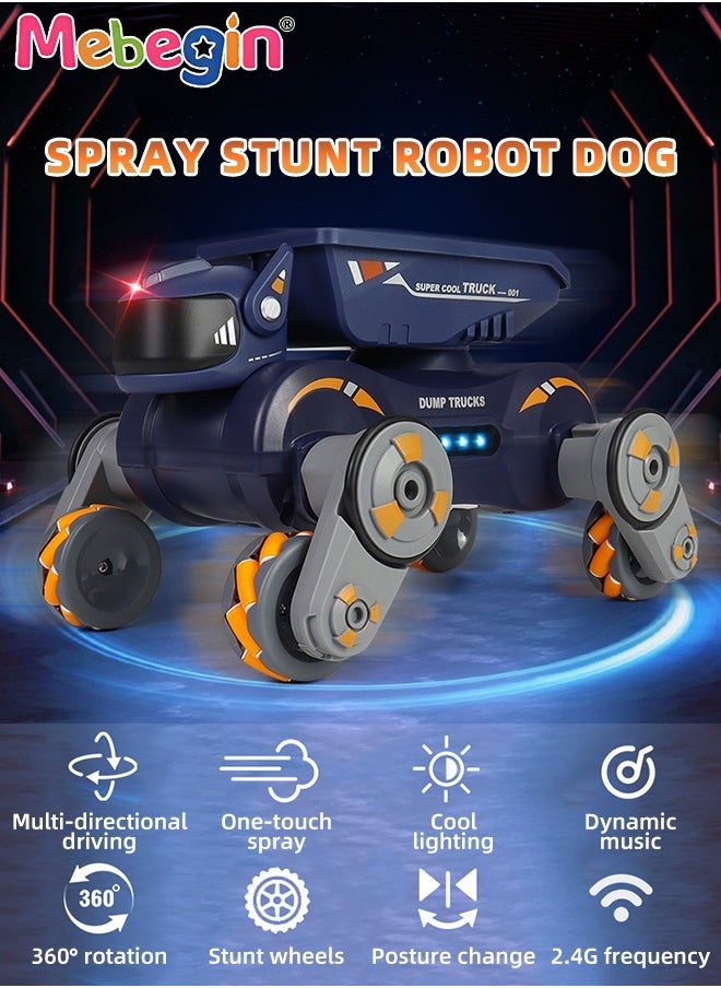 MEBEGIN Stunt Robot Dog Toys for Kids, Cool Mechanical Dog with Spray Function and 360° Rotation Feature, Remote Control Car with Various Postures, Rechargeable RC Car, Stunt Car Toy with Light and Music, Gesture Sensing Robot Toys, Ideal Gift for Kids  - Image 2