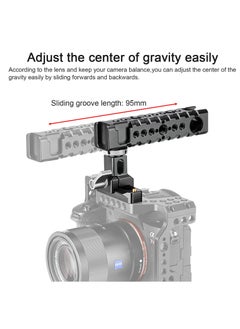 SYOSI Camera Cage Top Handle Grip Quick Release NATO Rail Top Handle with Cold Shoe Arri Locating Hole 15mm Rod Clamp NATO Safety Rail for Video Camera Cage Rig Camcorder Light Microphones  - Image 5