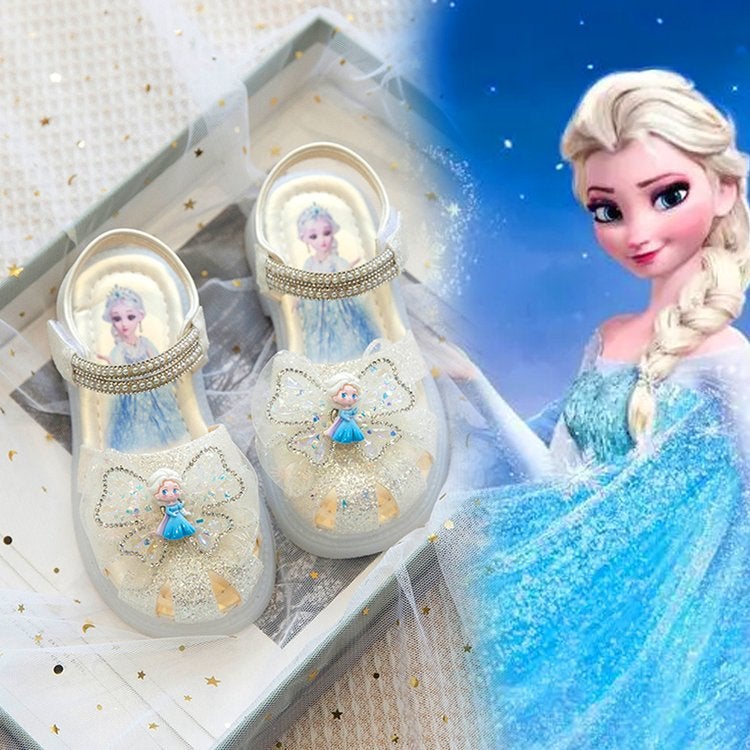 Girls' Baotou Hollow Sandals For Summer Style Small, Medium And Large Children'S Soft Bottom Rhinestone Shiny Princess Shoes Trendy - Image 2