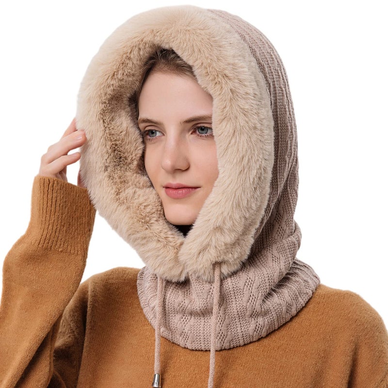HUAMULAN Women Winter One Piece Beanie Hat Slouchy Fleece Balaclavas Face Shield Mask Neck Scarf Set Warm Earmuff Ski Snow Knit Hats Cold Weather - Image 1