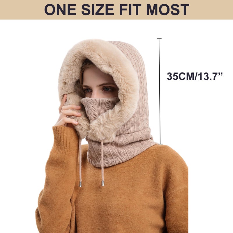 HUAMULAN Women Winter One Piece Beanie Hat Slouchy Fleece Balaclavas Face Shield Mask Neck Scarf Set Warm Earmuff Ski Snow Knit Hats Cold Weather - Image 5