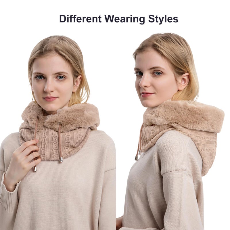 HUAMULAN Women Winter One Piece Beanie Hat Slouchy Fleece Balaclavas Face Shield Mask Neck Scarf Set Warm Earmuff Ski Snow Knit Hats Cold Weather - Image 4