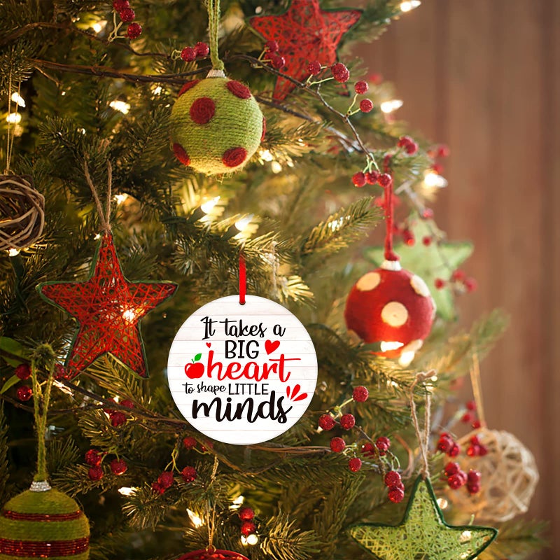 WaaHome Teacher Christmas Ornaments 3'' It Takes Big Heart to Shape Little Minds Christmas Ornament Gifts for Teachers  Teacher Appreciation Gifts for Women - Image 2