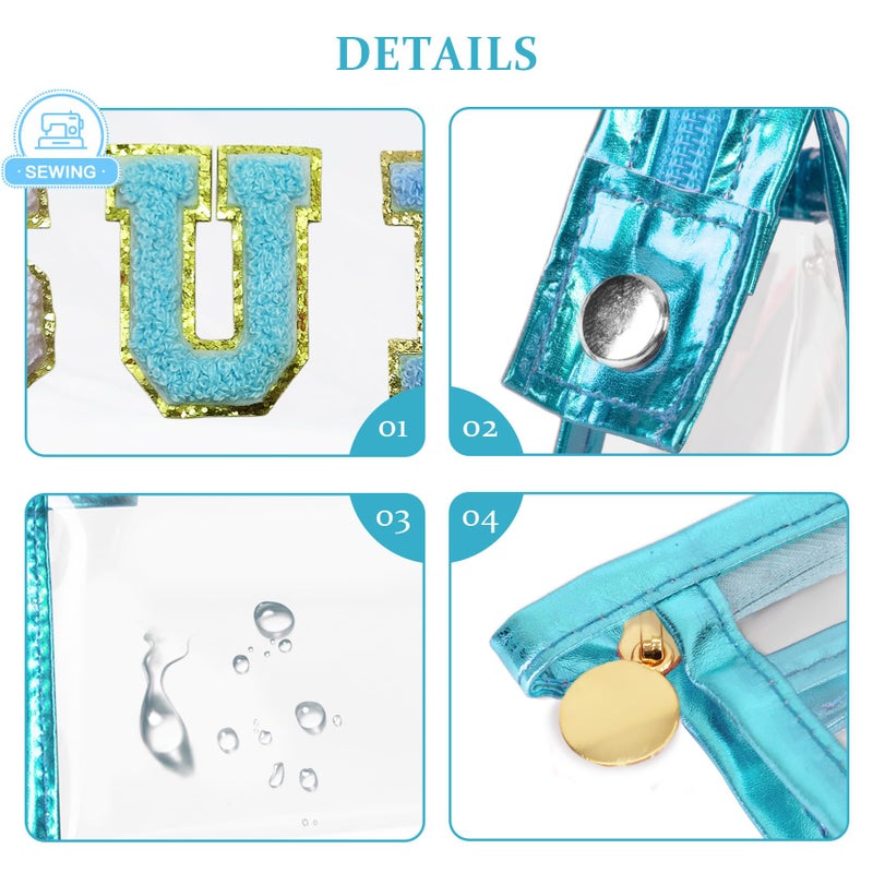 COSHAYSOO Clear Sunscreen Makeup Bag Beach Vacation Essentials Waterproof Summer Pool Must Have Accessories for Women Teen Girls Gifts, European Airplane Cruise Tropical Travel Toiletry Pouch Blue SUN - Image 3