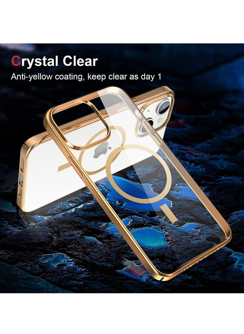 Generic - Built-in Magnet Clear Case for iPhone 14 Pro Max, Compatible with Mag-safe Accessories, Slim Thin PC Durable Case Support Wireless Char-ging (iPhone 14 Pro Max, Gold) - Image 1