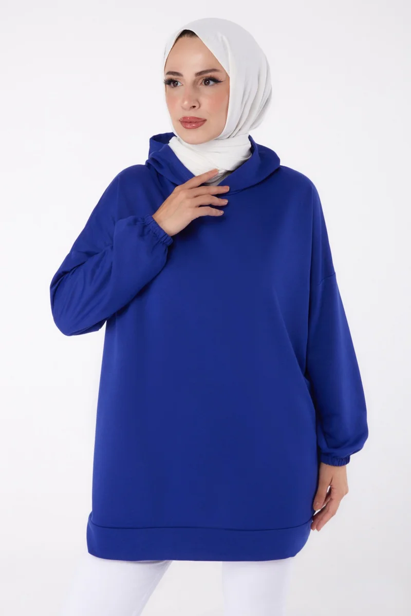 Tofisa Plain Hooded Collar Women's Saks Back Printed Sweatshirt - 13327