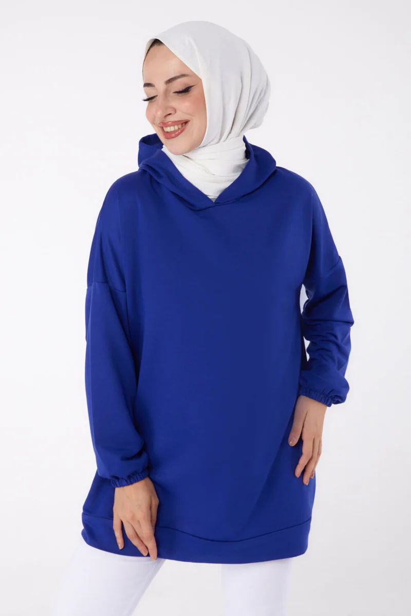 Tofisa Plain Hooded Collar Women's Saks Back Printed Sweatshirt - 13327