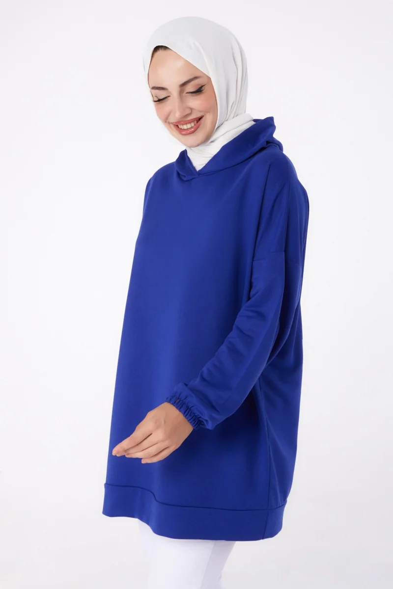 Tofisa Plain Hooded Collar Women's Saks Back Printed Sweatshirt - 13327